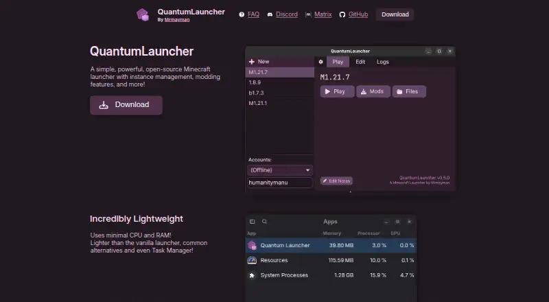 QuantumLauncher's own site