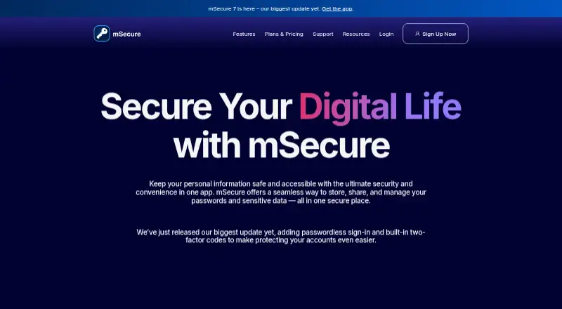 mSecure's own site