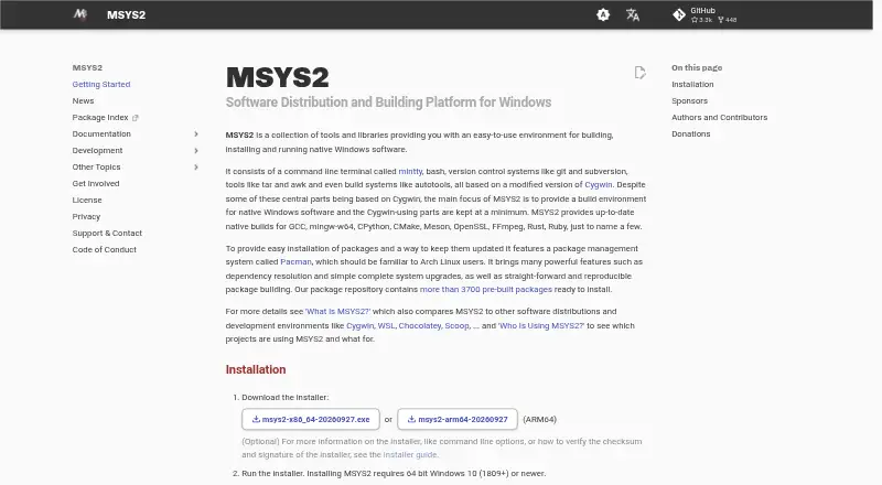 MSYS2's own site
