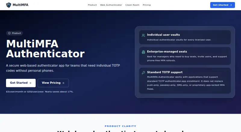 MultiMFA Authenticator's own site