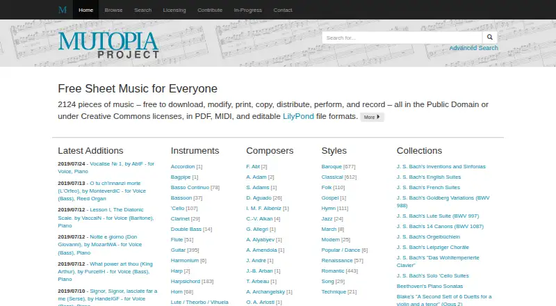 Mutopia Project's own site