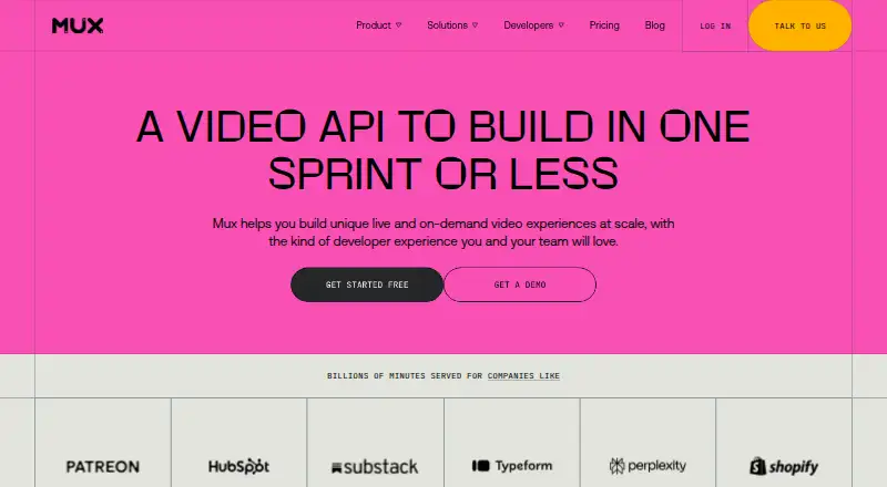 Mux Video's own site