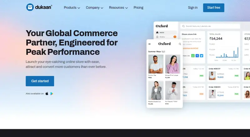 Dukaan's own site