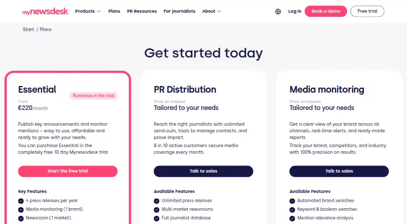 Mynewsdesk's own site