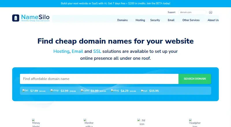 NameSilo's own site