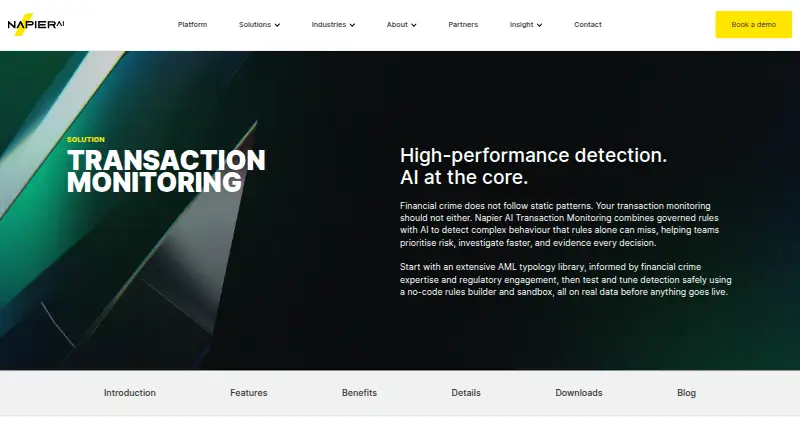 Napier AI Transaction Monitoring's own site