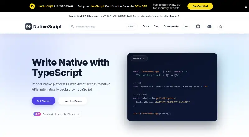 NativeScript's own site