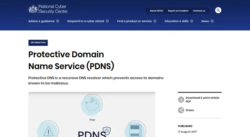 NCSC Protective DNS's own site