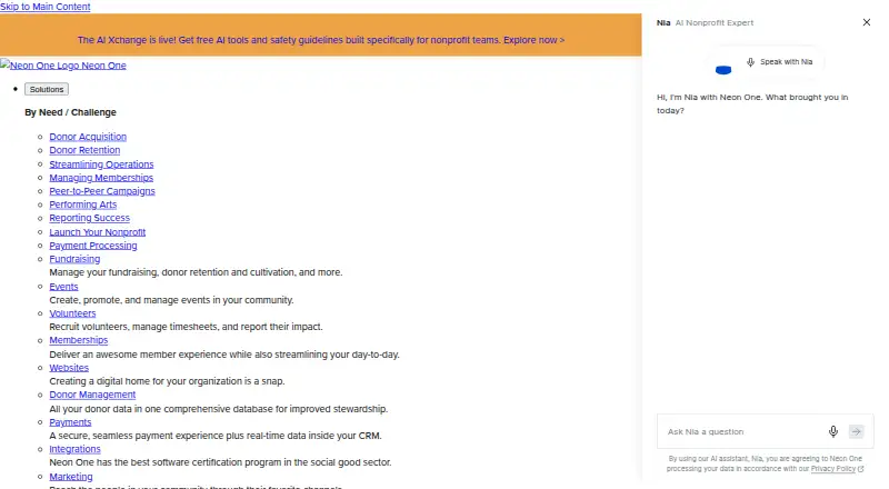 Neon CRM's own site