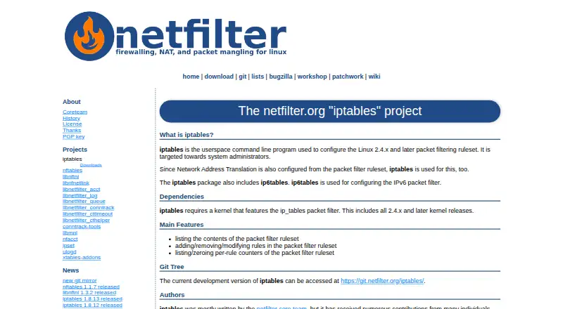 iptables's own site