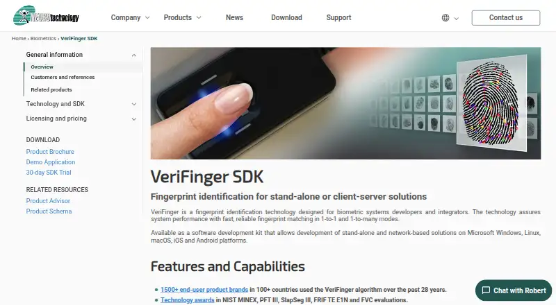 Neurotechnology VeriFinger's own site