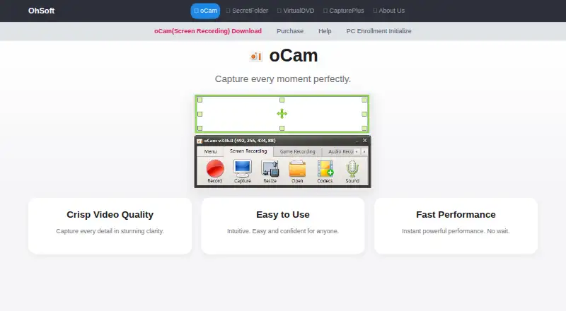 oCam's own site