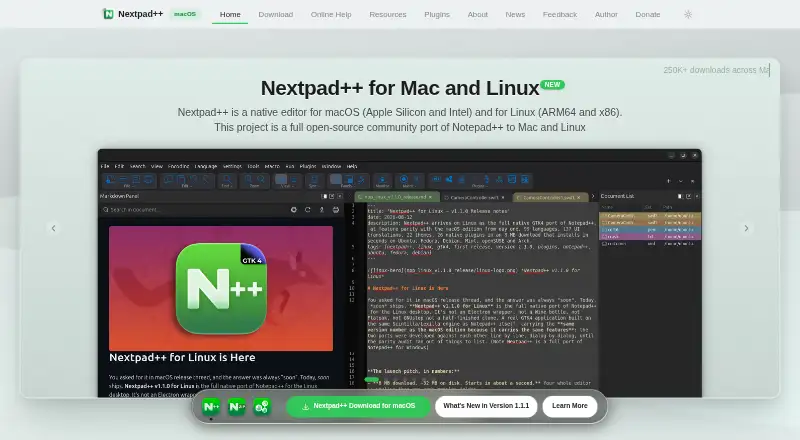 Nextpad++'s own site