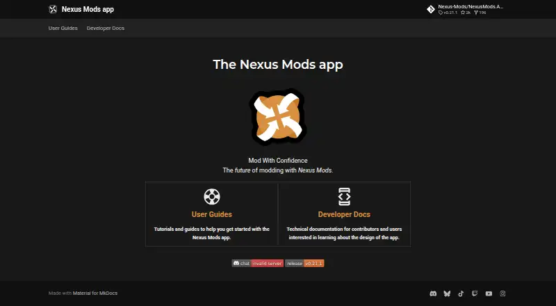 Nexus Mods App's own site