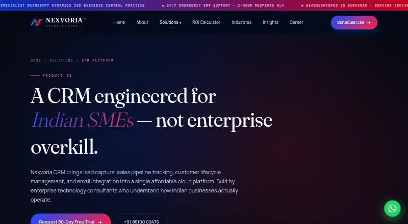 Nexvoria CRM's own site