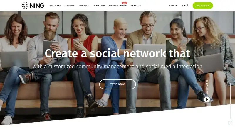 The NING homepage