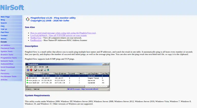 PingInfoView's own site