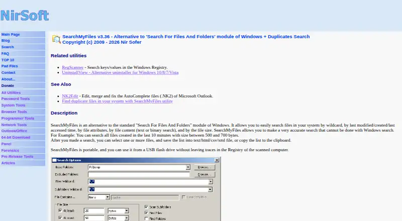 SearchMyFiles's own site