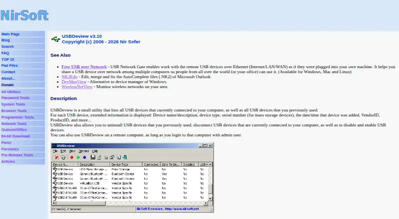 USBDeview's own site