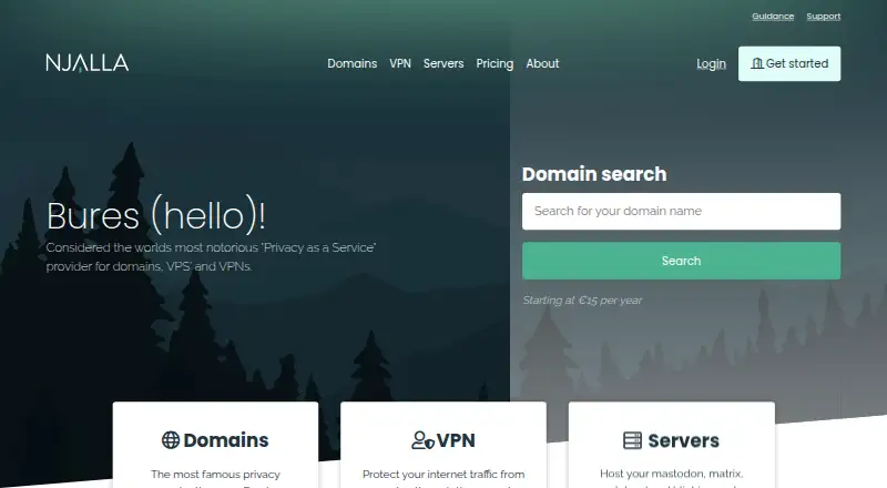 Njalla's own site