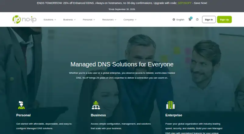 No-IP Managed DNS's own site
