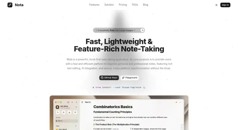 Nota's own site