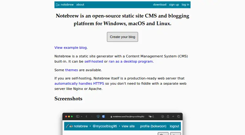 Notebrew's own site