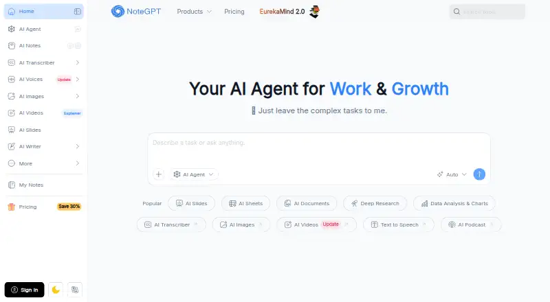 NoteGPT's own site
