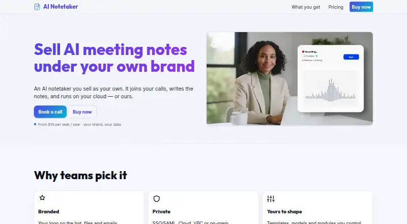 AI Notetaker's own site