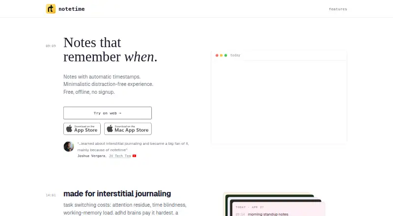 notetime's own site