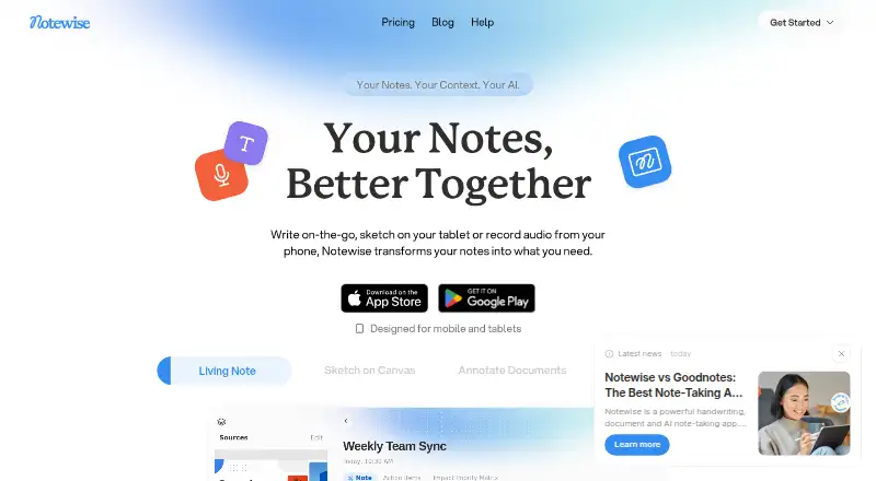Notewise's own site