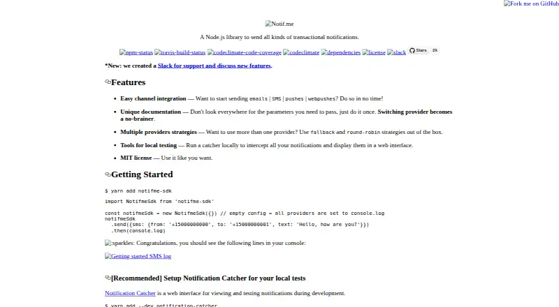 Notifme SDK's own site