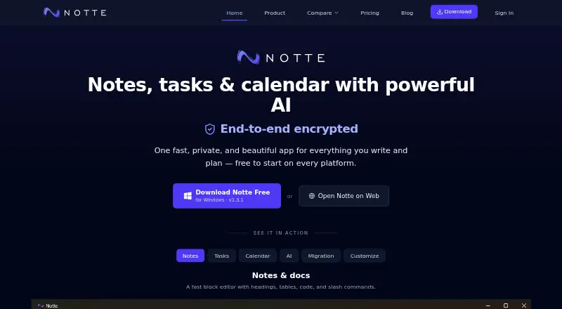 Notte's own site