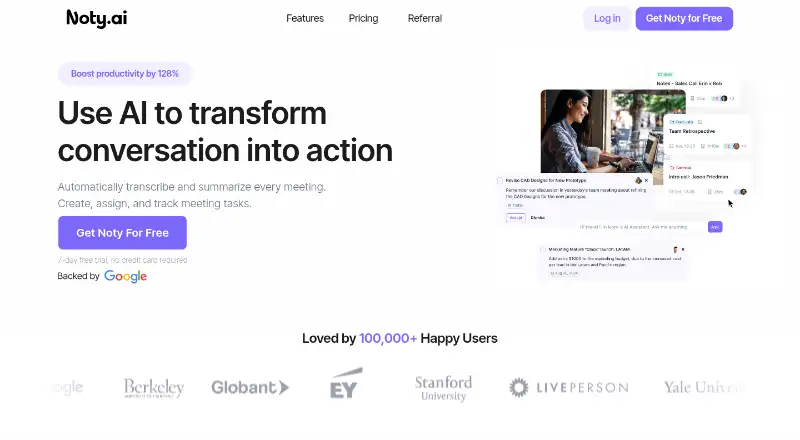 Noty.ai's own site