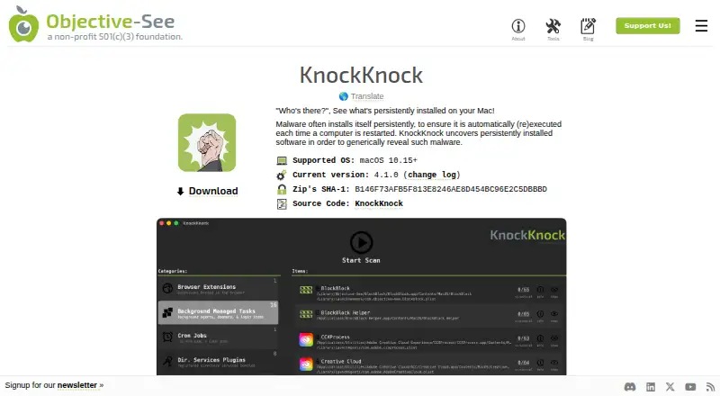 KnockKnock's own site