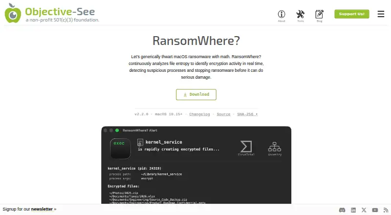RansomWhere?'s own site