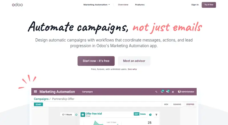 Odoo Marketing Automation's own site