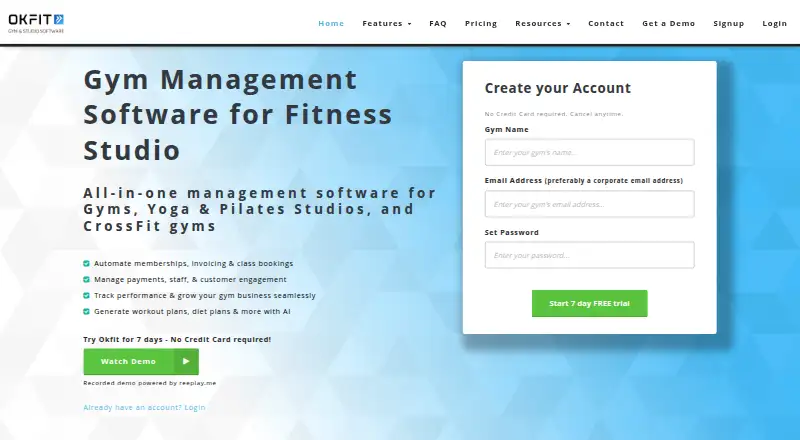 Okfit's own site