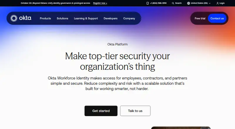 Okta Workforce Identity's own site