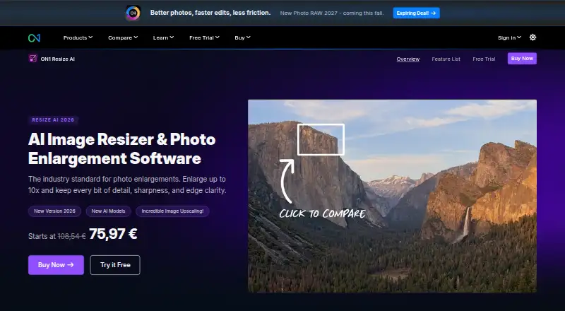 ON1 Resize AI's own site