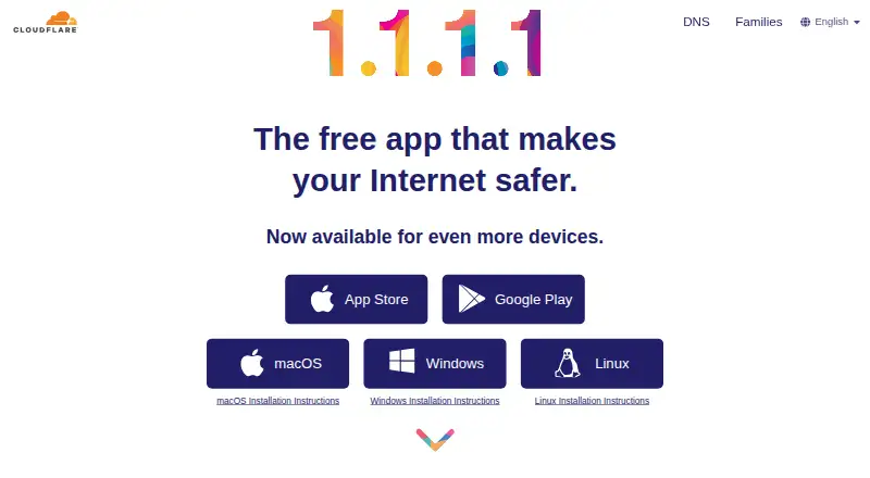The Cloudflare WARP homepage