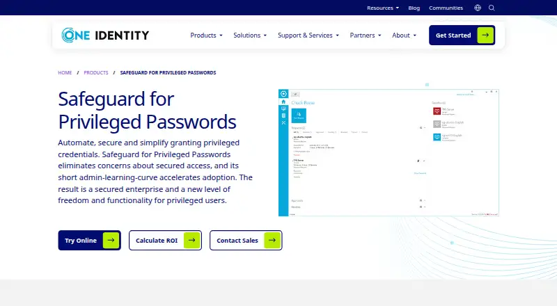 One Identity Safeguard for Privileged Passwords's own site