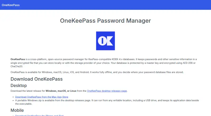 OneKeePass's own site