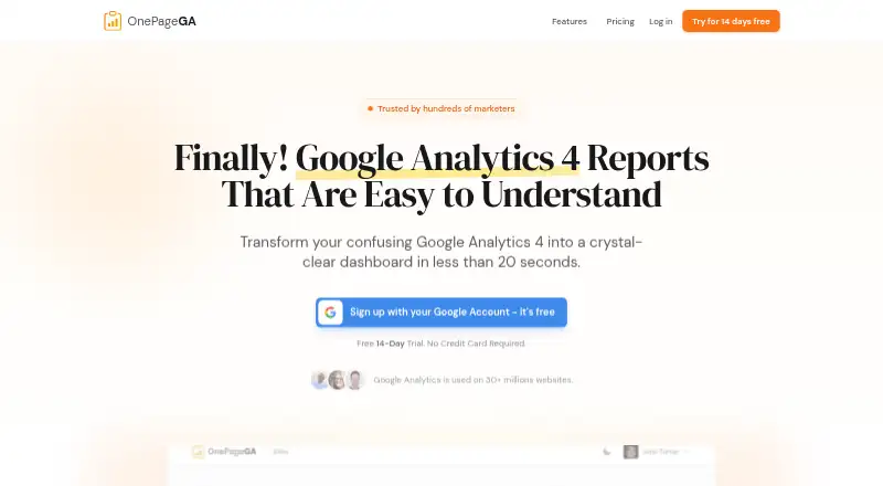 OnePageGA's own site