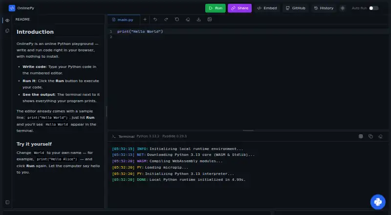 OnlinePy's own site