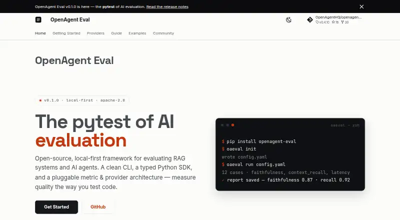 OpenAgent Eval's own site