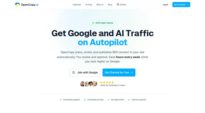 OpenCopy.ai's own site