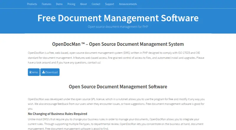 OpenDocMan's own site