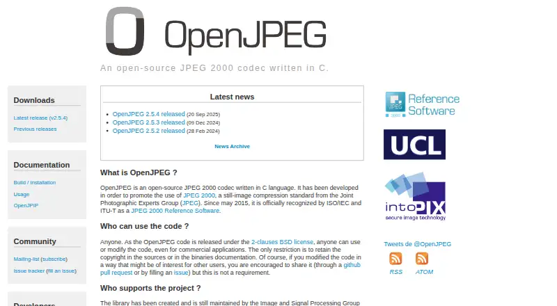 OpenJPEG's own site