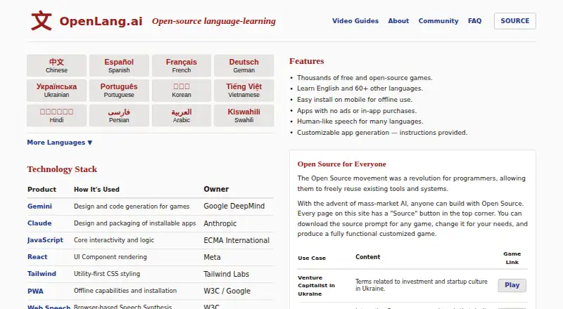 OpenLang's own site